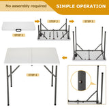 34" Square Plastic Folding Card Table, Portable Outdoor Dining Table with Collapsible Legs and Carrying Handle,Plastic Tables for Camping,Picnic, Office, Party, White PayLessHere