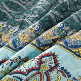 WONGS BEDDING Boho Full Quilt Set,3 Pieces Green Brown Bohemian Full Size Bedding Set Lightweight Microfiber Bed Decor Bedspread for All Season 78"x90" WONGS BEDDING