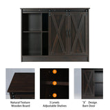 4 EVER WINNER Coffee Bar Cabinet with Storage, 42” Sideboard Buffet Cabinet with Sliding Barn Doors, Farmhouse Coffee Bar Station Table Liquor Wine Bar Cabinet with Shelves for Kitchen, Espresso 4 EVER WINNER