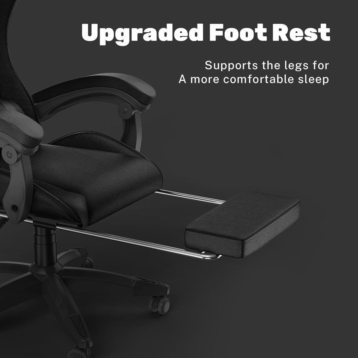 Bigzzia Gaming Chair with Footrest, Ergonomic Game Chairs with Headrest and Lumbar Support, Adjustable Height, Reclining, Racing Style, and 360°Swivel Seat for Computer/Video Game Chair,Black Bigzzia