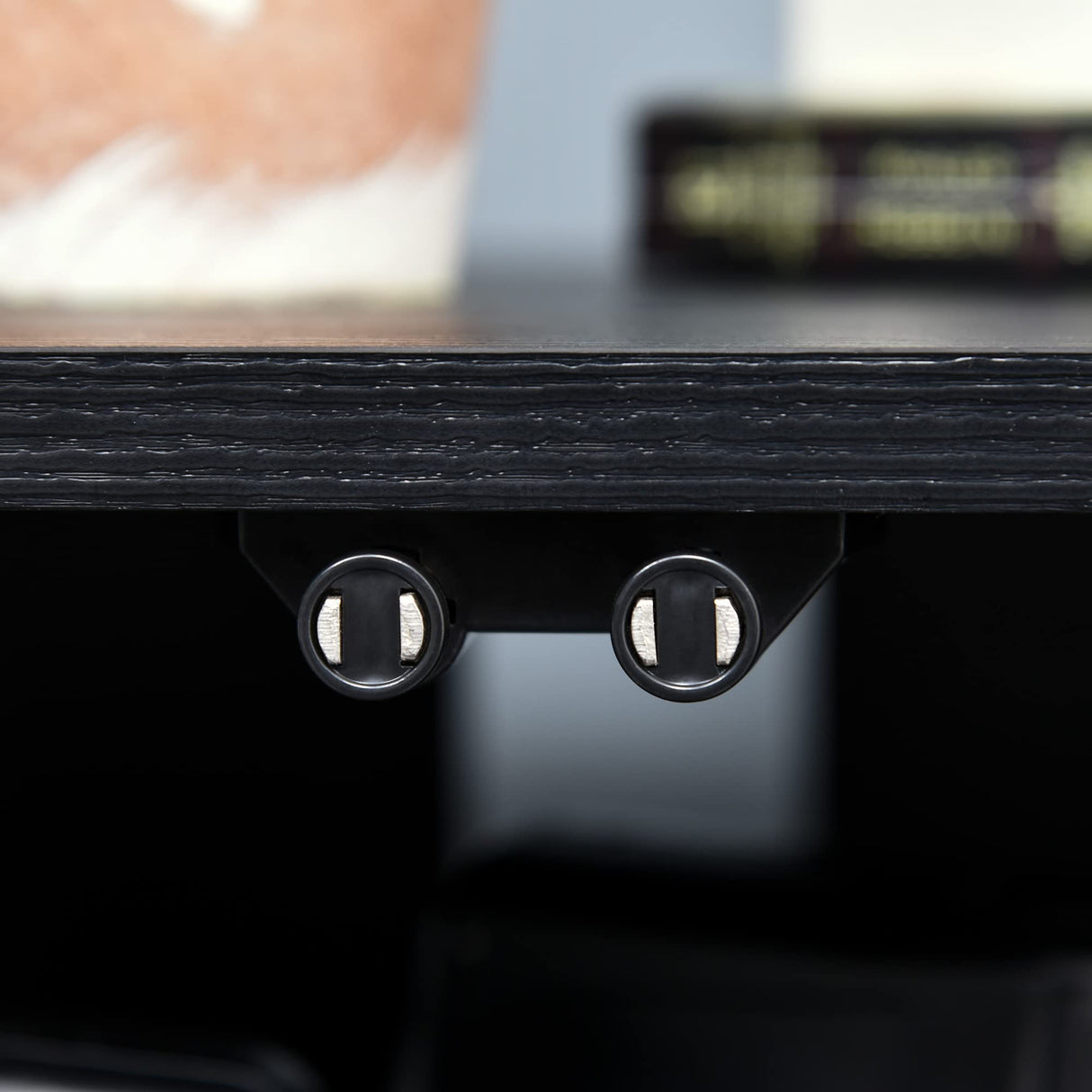 HOMCOM Media Cabinet, 4-Tier Stereo Cabinet, Modern Audio Video Media Stand with Adjustable Shelves, Tempered Glass Doors, and Cable Management, Distressed Black HOMCOM