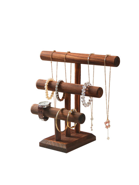 Julysky Bracelet Holder Stand, Bracelet Display with 3 Tier,Jewelry Organizer Stand for Necklaces Bangles and Watches(solid wood) Julysky