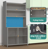 Nobilsteel 73‘’ Tall Kitchen Pantry Storage Cabinet, Metal Pantry Cabinet with Microwave Shelf and Door, Anti-Tip Design Hutch for Kitchen, Dining Room, Living Room Nobilsteel