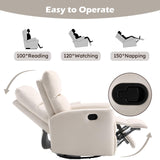 ANJ Manual Swivel Rocker Recliner, Glider Recliners with Padded Armrest and Backrest, Soft Leather Nursery Rocking Recliner Chair Reclining Sofa for Living Room ANJ