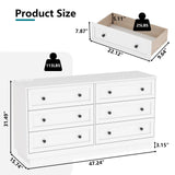 Loomie 6 Drawer Dresser with Power Outlet, Modern Chest of Drawers with Led Light, Double Wide Drawer Organizer Cabinet, Dresser for Bedroom, Living Room, Entryway (White) Loomie