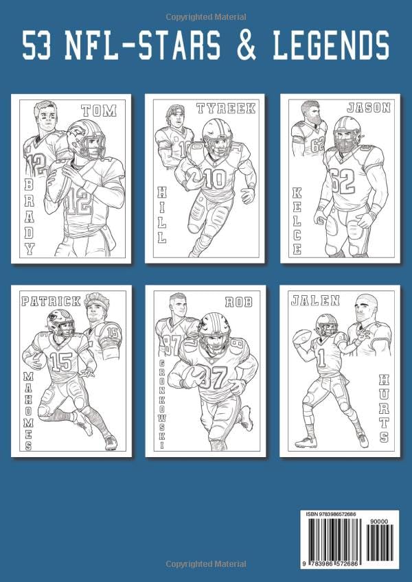 Touchdown Heroes – The Ultimate Football Coloring Book for Kids Aged 8–12: Discover the Greatest NFL Stars in 53 Powerful Portraits – With Exciting Player Facts and Career Highlights! WoodArtSupply
