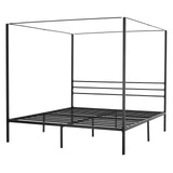 VEVOR Canopy Bed Frame King Size, Metal Canopy Bed with Four Posters Design, Heavy Duty Steel Slats Support, Underbed Storage Space, No Box Spring Needed, Easy Assembly, Black VEVOR