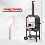 Giantex Pizza Oven Outdoor, Wood Fired Pizza Oven with Pizza Stone, Pizza Peel, Waterproof Cover, Cooking Grids, Pizza Maker with Wheels for Outside Camping Backyard Party (64 Inch) Giantex