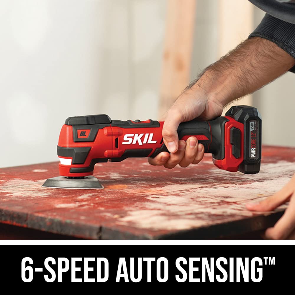 SKIL PWR CORE 12 Brushless 6-Tool Combo Kit, Included 4.0Ah Lithium Battery, 2.0Ah Lithium Battery and PWRJump Charger - CB7434-21 Skil