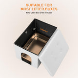 MEEXPAWS Cat Litter Box Enclosure Furniture Hidden, Cat Washroom Bench Storage Cabinet |Large 25.6'' x 17.7'' x 17.7''| Dog Proof | Waterproof Inside/Easy Clean | Easy Assembly | Odor Control(White) MEEXPAWS