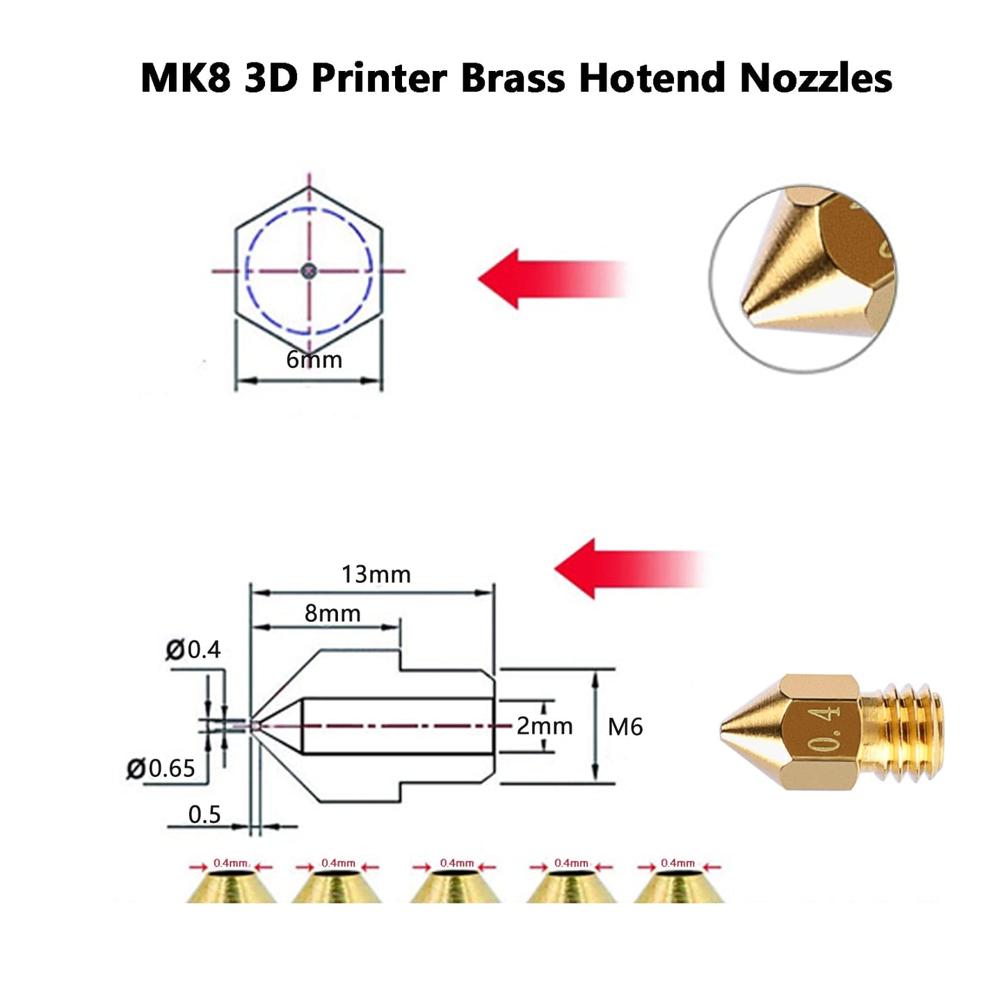 Comgrow 25PCS MK8 Ender 3 V2 Nozzles 0.4MM, 3D Printer Brass Hotend Nozzles with DIY Tools Storage Box for Creality Ender 3/Ender 3 Pro/Ender 3 Max/5 Pro/Ender 3 S1/Ender 3 Neo/CR 10 Series 3 - WoodArtSupply