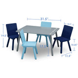 Delta Children Kids Table and Chair Set (4 Chairs Included), Grey/Blue Delta Children
