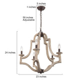 GEPOW Farmhouse Chandeliers for Dining Room, Rustic Wood Chandelier Lighting Fixture, 5-Light French Country Chandelier for Kitchen Island, Living Room, Bedroom and Entryway GEPOW