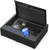 [ 20% Larger capacity ] Biometric gun safe with fingerprint lock box,Large pistol safes for handgun,nightstand hidden gun storage for bedside,quick access，ammunition storage security box for Home HARDROCK