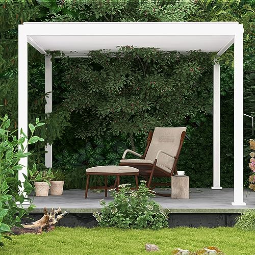 SORARA Mirador 111S Louvered Pergola 10' x 13' Aluminum Gazebo with Adjustable Roof for Outdoor Deck Garden Patio, White