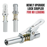 Thorstone Grease Gun Kit, 7000PSI Heavy Duty Pistol Grip Grease Guns Set| 14oz Load Capacity |18" Spring Flex Hose|1 Lock Coupler|1 Reinforced Coupler|1 Sharp Type Nozzle| 2 Extension Rigid Pipe Thorstone