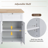 Merax Kitchen Island Set with 2 Stools, Solid Wood Dining Table with Drop Leaf Design, Storage Cabinet, Drawers and Towel Rack, 50.3" x 29.5", White Merax