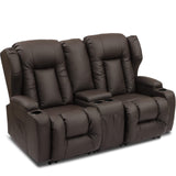 SAMERY 65.5" RV Loveseat Recliner Double Recliner RV Sofa & Console | Wall Hugger Loveseat Reclining RV | RV Theater Seats | RV Couch | RV Home Theater Seating Furniture (Faux Leather Brown) SAMERY