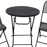 Four Seasons Courtyard Padova 3 Piece Bistro Outdoor Backyard Dining Set with 2 Folding Chairs and Round Table Furniture for Patios or Decks, Black Four Seasons Courtyard