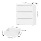 FOTOSOK Nightstand Set of 2 White Nightstand with 3 Drawers, White Bedside Table Night Stand for Bedroom with Cut-Out Handle, Sofa Side Table 3 Drawer Nightstand for Bedroom, 17.7W*15D*21.7H FOTOSOK