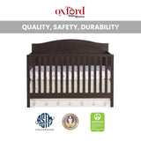 Oxford Baby Nolan 4-in-1 Convertible Baby Crib, Espresso Brown, GreenGuard Gold Certified Oxford Baby
