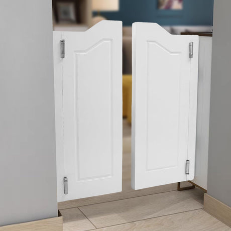 Swinging Doors Cafe Doors, Cafe Saloon Doors, Interior Wood Door Swing Door with Metal Hinges, Bar Saloon Swinging Doors for Kitchen Stairs Bedroom Entrance Partition (White A, 29.92x41.93in) Pinelicorn