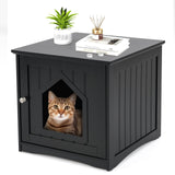 Tangkula Litter Box Enclosure, Cat Litter Box Furniture Hidden, Nightstand Pet House with Magnetic Door, Indoor Cat Washroom for Kitty (Black) Tangkula