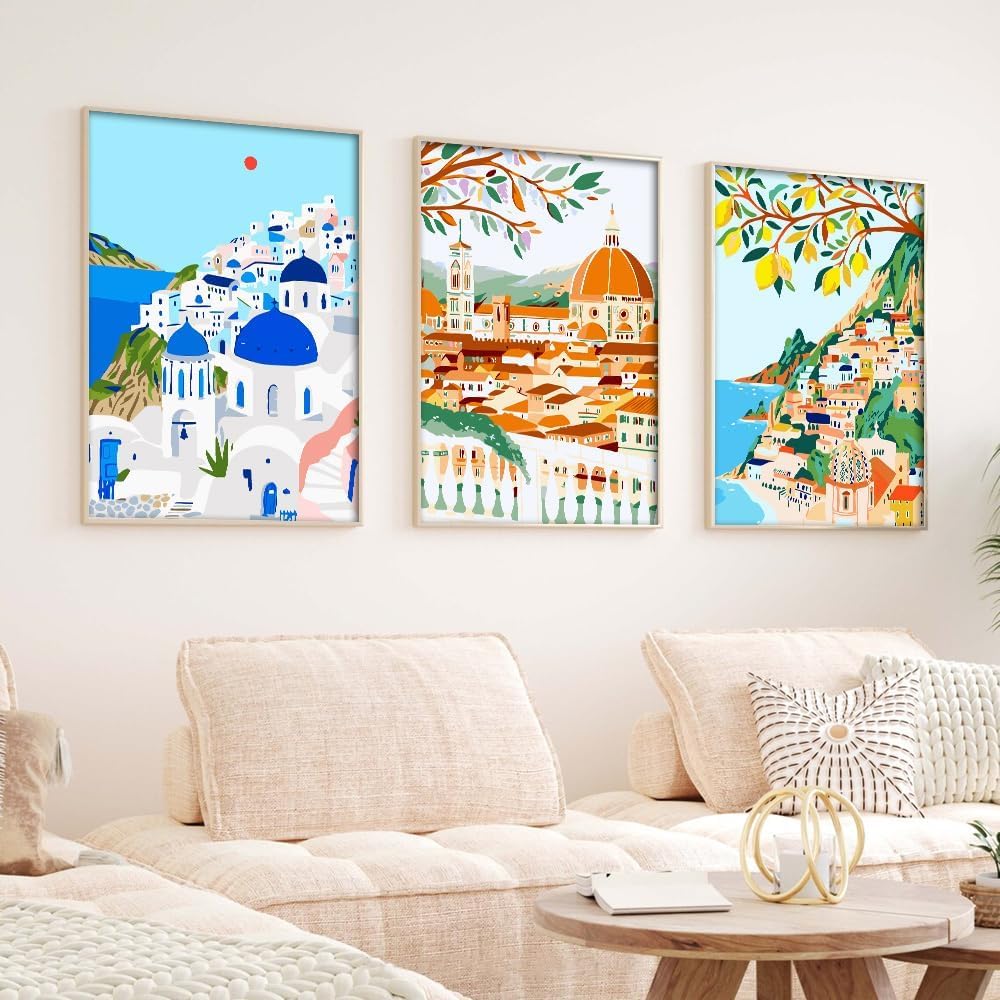 cupmod 6 Packs Paint by Number for Adults,Scenery-Cityscape DIY Acrylic Oil Painting Paint by Numbers Kits on Canvas,Adults Paint by Numbers Kits Drawing Paintwork for Home Decor cupmod