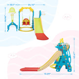 NYEEKOY 6 in 1 Toddler Slide and Swing Playset Indoor Outdoor Freestanding Playground Kids Slide Climber Swing Set with Basketball Hoop for Kids Age 3-12, Backyards Slide for Baby Nyeekoy