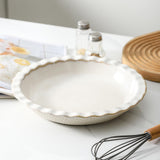 Ceramic Pie Dish for Baking, 9 inch Porcelain Pie Pan, Fluted Pie Plate for Apple, Quiche, Pot Pies, Tart, Modern Farmhouse Bakeware, Vanilla White Seyatoo