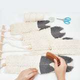 ORIGACH DIY Macrame Feather Wall Hanging Kit Boho White and Dark Gray Feather Tapestry Macrame Kit for Adults Beginner Handmade Rustic Macrame Feathers Leaf Wall Hanger Decor for Living Room Bedroom ORIGACH