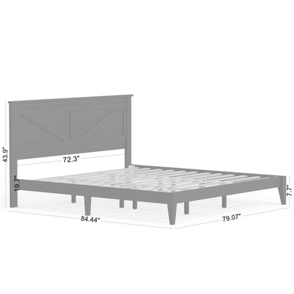 Glenwillow Home Farmhouse Solid Wood Platform Bed in King - Gloss White