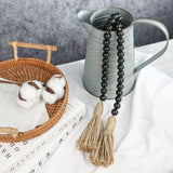 Sivya 58in Farmhouse Beads Wood Bead Garland with Tassels, Rustic Farmhouse Decor for Farmhouse Tiered Tray Farmhouse Wall Decor (Black, 58in/1Pcs) Sivya