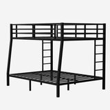 Bellemave Full XL Over Queen Metal Bunk Bed for Adults,Heavy-Duty Bunk Bed with 2 Ladders,Full Over Queen Bunk Beds,Space-Saving Bunk Bed for Kids/Teens/Adults,Noise-Free,Black Bellemave