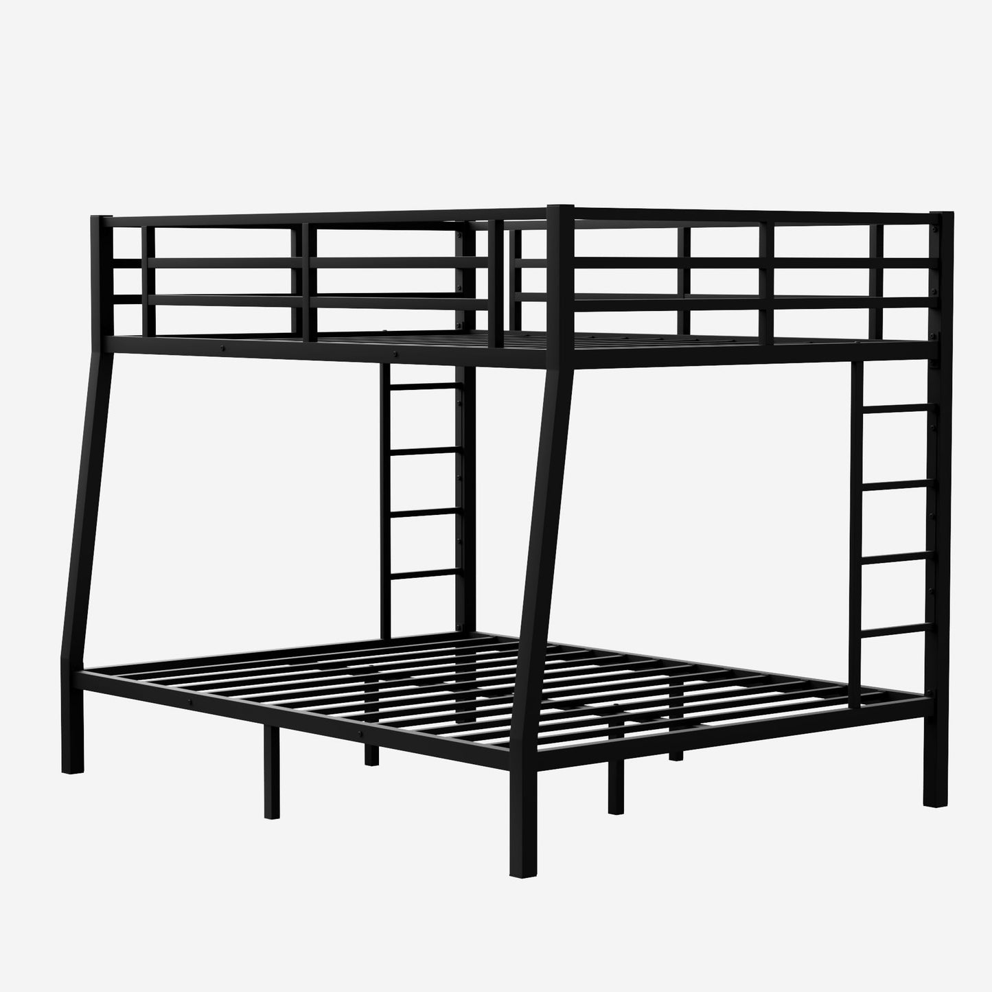 Metal Full XL Over Queen Bunk Bed, Heavey Duty Bunk Bed Frame, Queen Bunk Bed, Full XL Bunk Bed for Adults Teens Boys Girls, Black