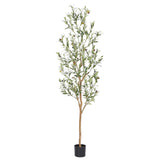 Bellacat Faux Olive Tree 6ft，Olive Trees Artificial Indoor with Natural Wood Trunk and Realistic Leaves and Fruits. 6 Feet(72in) Fake Olive Tree for Home House Office Décor. bellacat