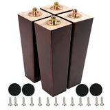 8 Inch Wood Furniture Legs, Wooden Couch Sofa Leg Feet Set of 4, Mid-Century Modern Walnut Square Replacement Legs for Sectional Nightstand Armchair Recliner Table Dresser Sideboard CtopoGo