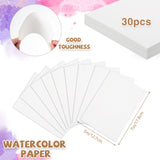 30 Sheets Watercolor Paper 5x7 Inch, 140 lb/300 GSM Cold Press Watercolor Paper Bulk, White Water Color Paper Cotton Paper for Kids Students Adults Beginners Artists Prudiut