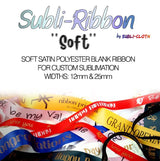 Subli-Ribbon ''Soft'' Satin Strap for Sublimation DIY Custom Smooth Cloth Fabric Polyester (25mm x 30mts) Subli-Cloth