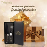 Trustela Calligraphy Set for Beginners, Wooden Dip Pen, Feather Quill, 19 Nibs, Ink Set, Gift Box Trustela