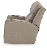 Signature Design by Ashley Lavenhorne Contemporary Faux Leather Upholstered Manual Rocker Recliner with 2 Cup Holders, Beige Signature Design by Ashley