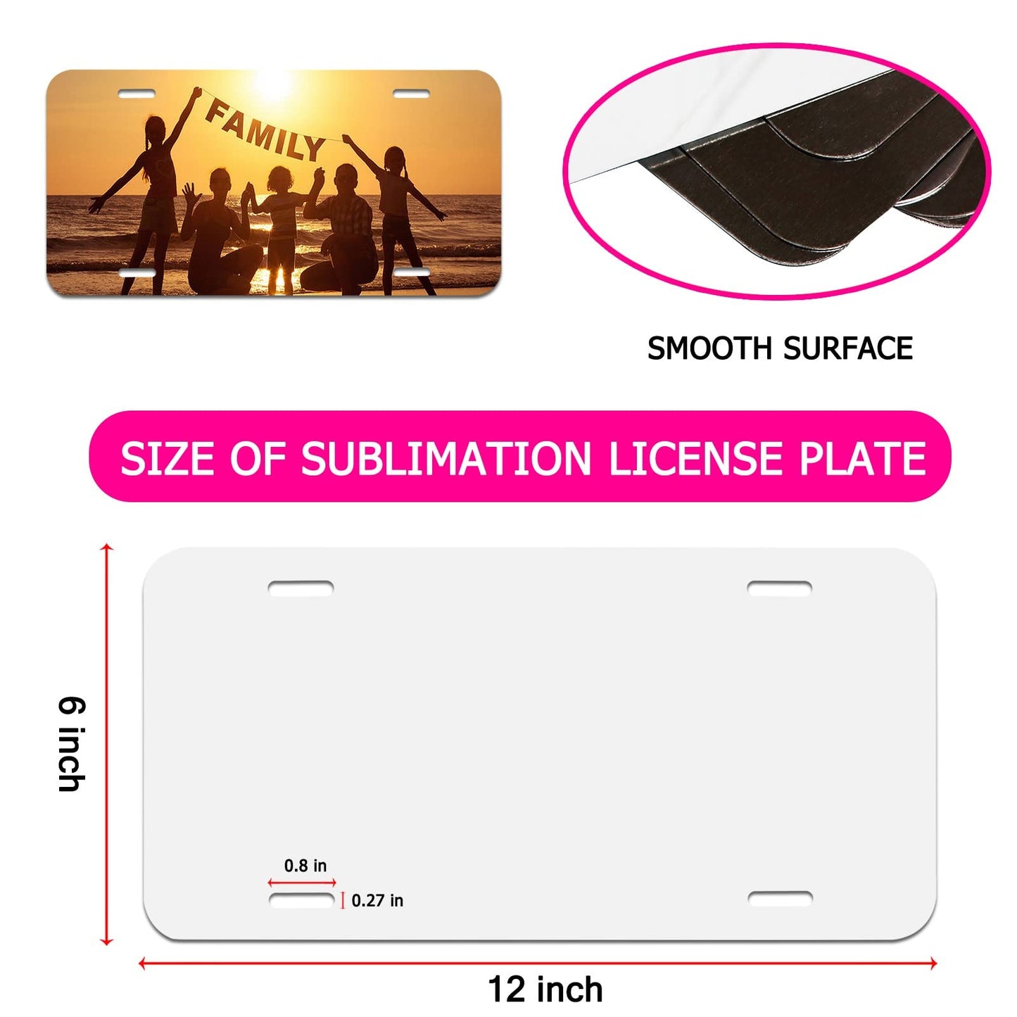 10 Pack Sublimation License Plate Blanks,Heat Thermal Transfer Sheet DIY Picture Sublimation Blank,Metal Aluminum Automotive License Plate Plates Tag for Custom Design Work - White