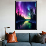ijbnhd Diamond Art Kit for Adults, Aurora Diamond Painting Kit for Adults Full Drill Round Forests Lake Gem Art Painting for Crafts Home Wall Decor Gift 12x16inch ijbnhd