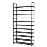 LANTEFUL 11 Tiers Tall Shoe Rack Holds 55 Pairs of Shoes with 18pcs Hooks Sturdy Wide Shoe Organizer Storage Free Standing Metal Shoe Shelf for Closet, Entryway Black LANTEFUL