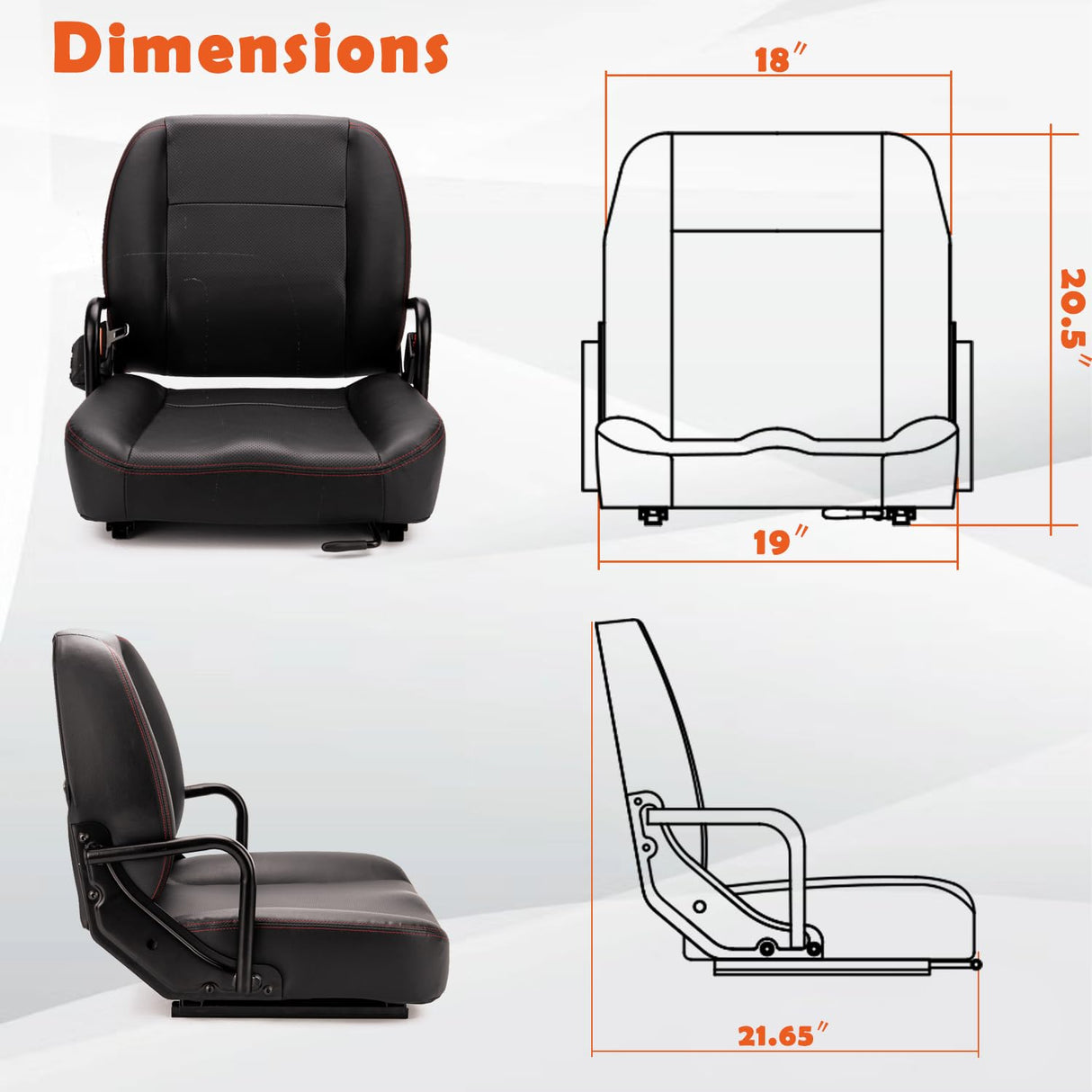 SEATIN Universal Forklift Seat,Tractor Seat,with Hip Restaint,Micro Switch and Safety Belt,for Tractor,Mower,Skid Loader,Telehandler,Backhoe,Excavator Dozer… SEATIN