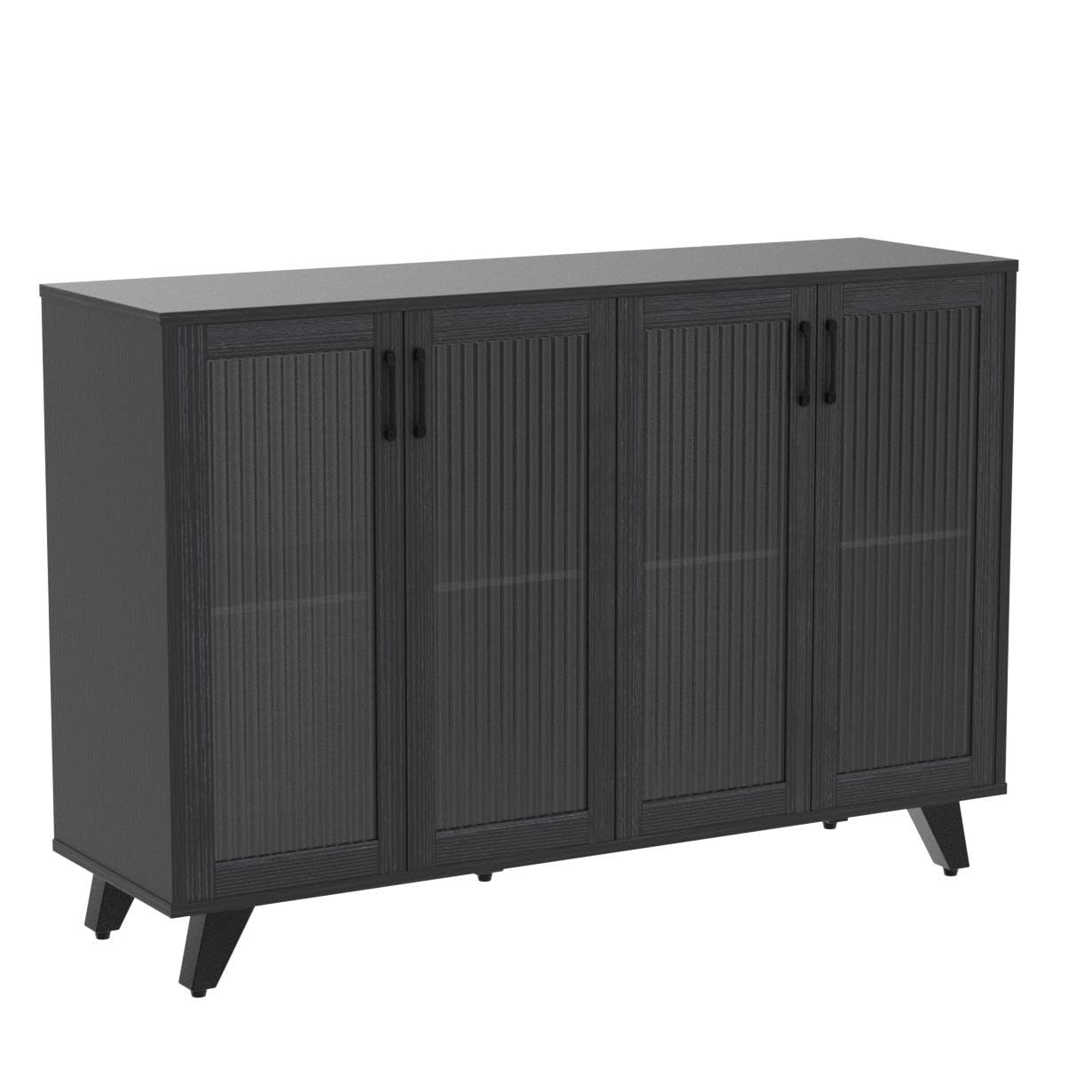 Panana Kitchen Buffet Server Table Accent Sideboard Cupboard Server Buffet Console Table with Doors Cabinet (49inch, Black) - WoodArtSupply