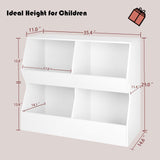 DINZI LVJ 4-Cubby Kids Bookshelf & Toy Storage Cabinet - White Wooden Organiser for Bedroom, Nursery & Playroom DINZI LVJ