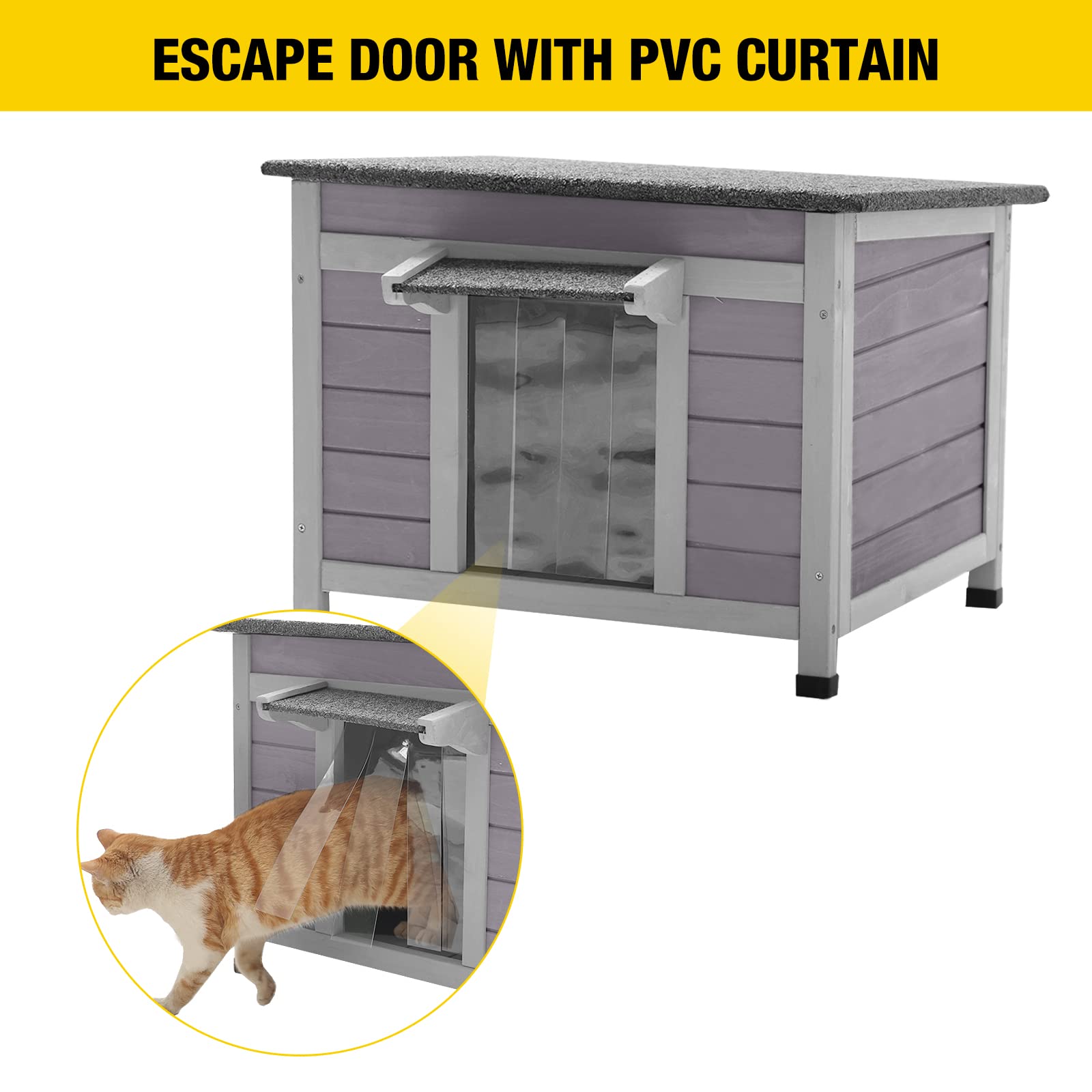 Aivituvin Feral Cat House Waterproof Outdoor Indoor Rabbit Hutch for Bunnies,Cats,Dogs and Other Small Animals,Asphalt Roof - WoodArtSupply