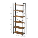 VASAGLE Industrial 6-Tier Tall Bookshelf with Steel Frame in Rustic Brown and Black VASAGLE