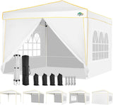 COBIZI 10x10 Pop up Canopy, Canopy Tent 10x10 Gazebos, Ez up Canopy 10x10 for Parties Outdoor Camping Party Event Shelter Sun Shade with 4 Sidewalls & Carry Bag 4 Stakes & Ropes & Sandbags, White COBIZI